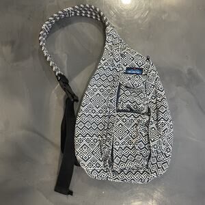 KAVU Original Rope Sling Bag Aztec Geometric Blue Crossbody Backpack Boho Tribal